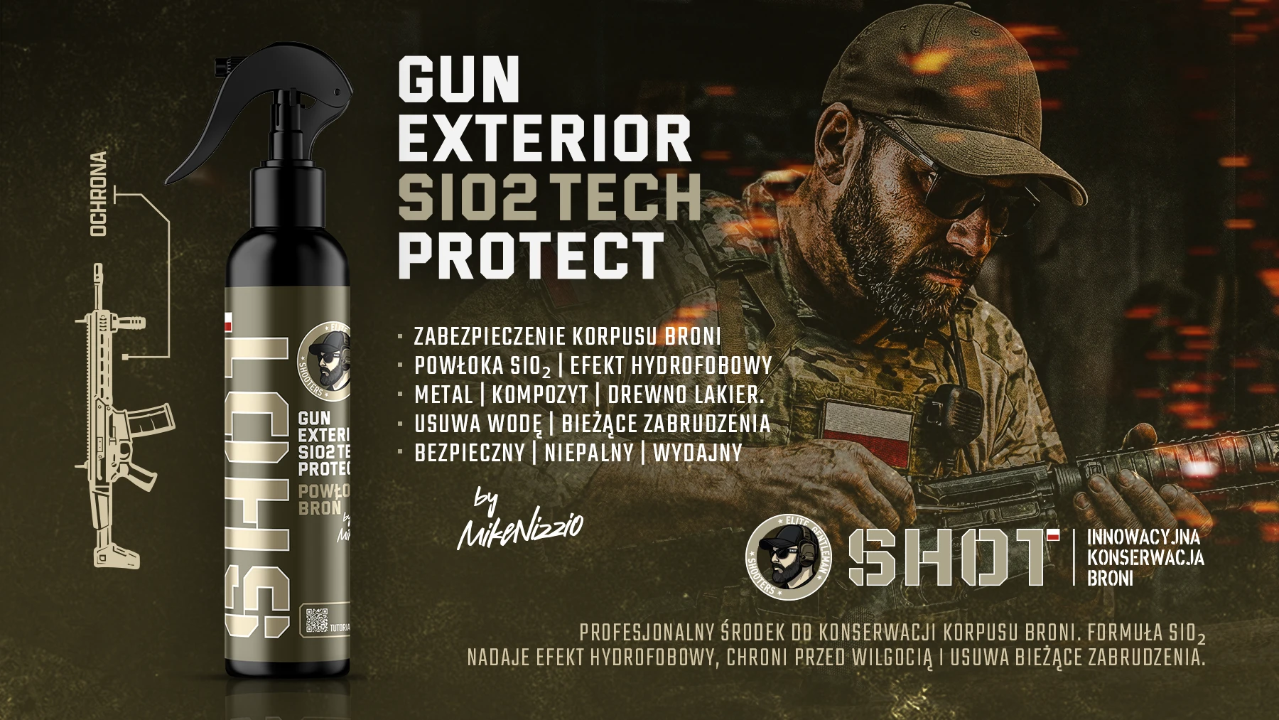 SHOT GUN EXTERIOR SIO2 TECH PROTECT POWŁOKA BROŃ CZYSZCZENIE BRONI
